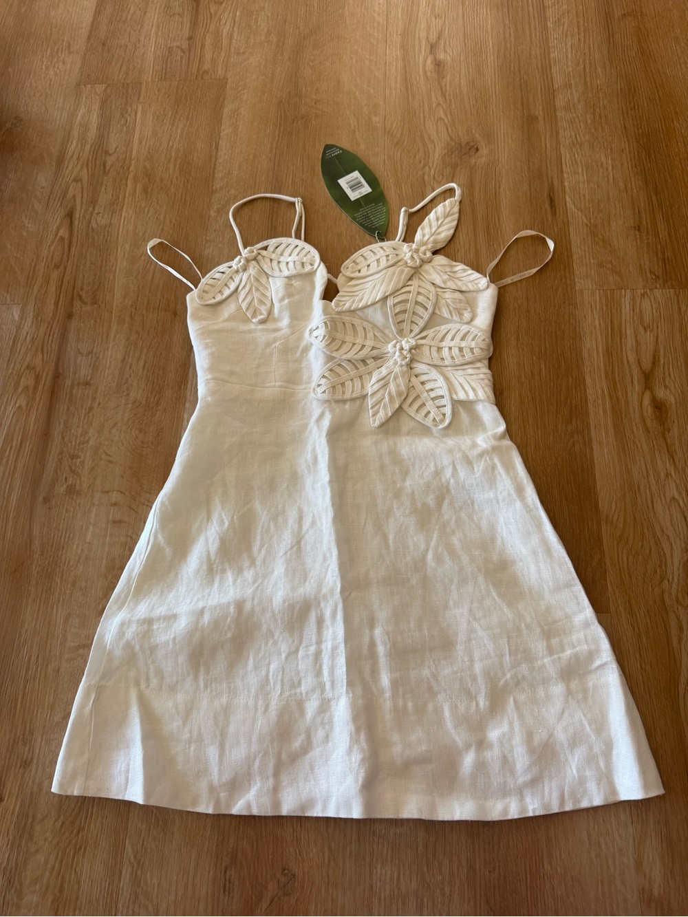 Farm Rio White 3d Flower Bodice Mini Dress